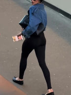 Elegant Belted Cropped Denim Jacket