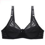 Striped Plus Size Bra Push Up Thin Breathable Bra